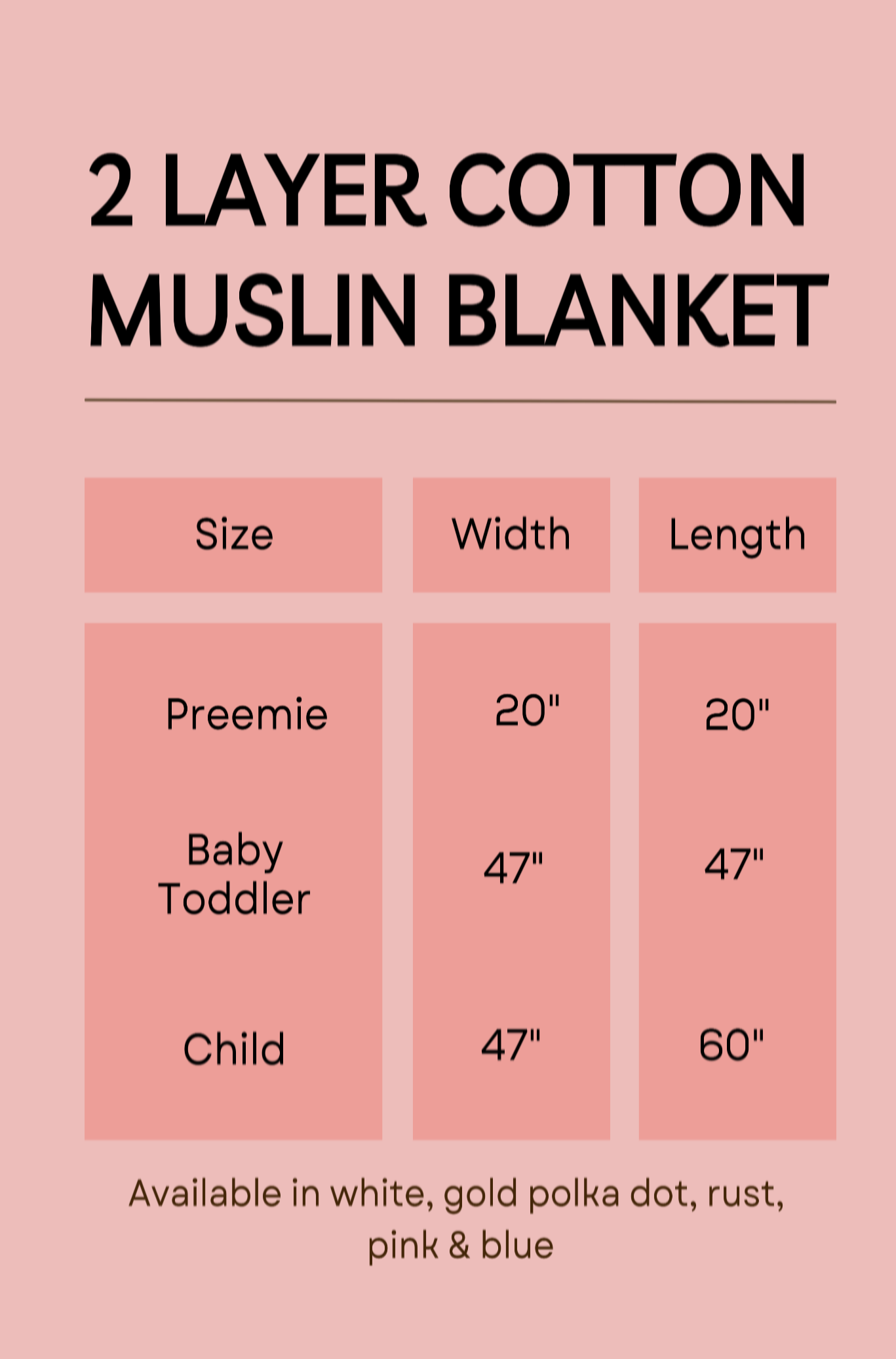 Baby Toddler 2 Layer Cotton Muslin Blankets 2 colors